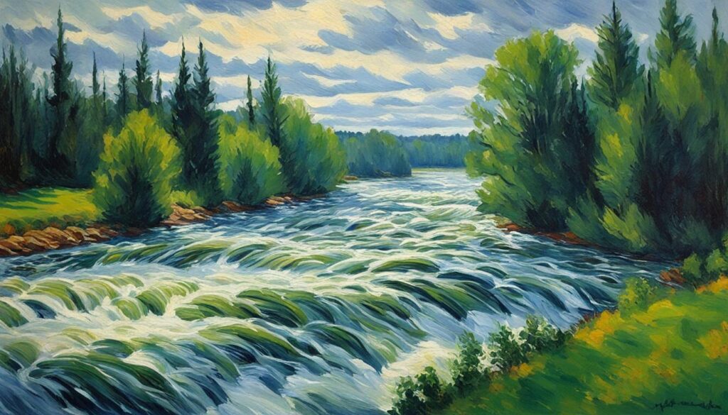 Fluss tritt über Ufer