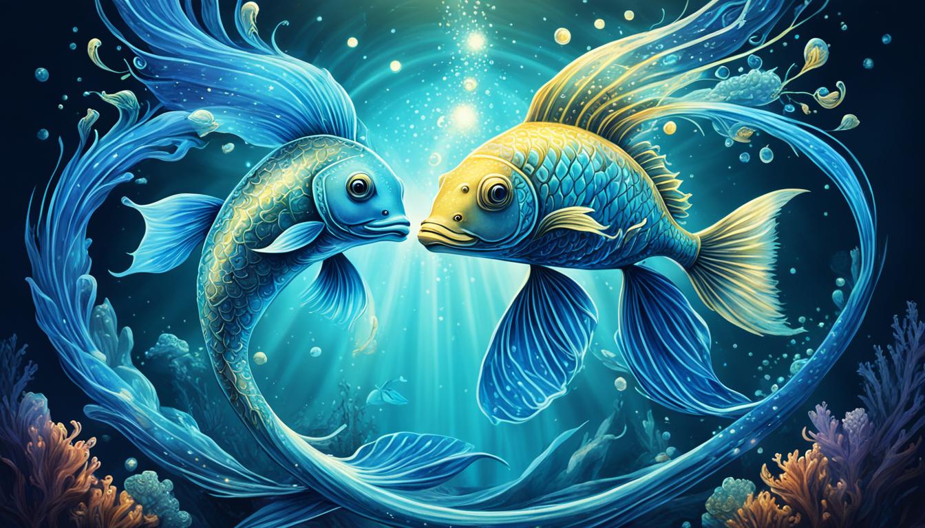 Fische Und Wassermanner Ein Liebespaar Das Zwischen Den Wellen Schwimmt