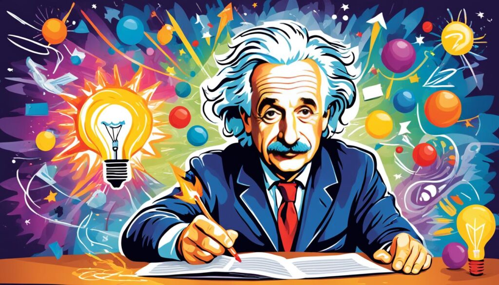 Berühmtes Zitat von Albert Einstein: 'Es ist das supreme Kunst des Lehrers, Freude an kreativem Ausdruck und Wissen zu wecken.'