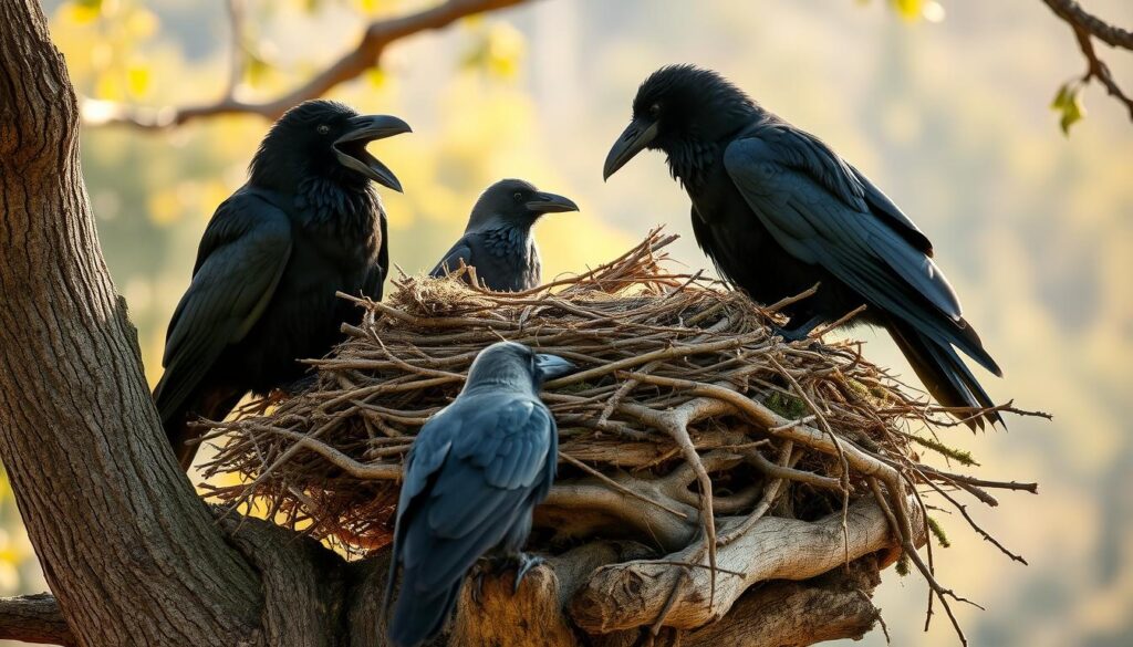 Rabe und Krähe Nestbau