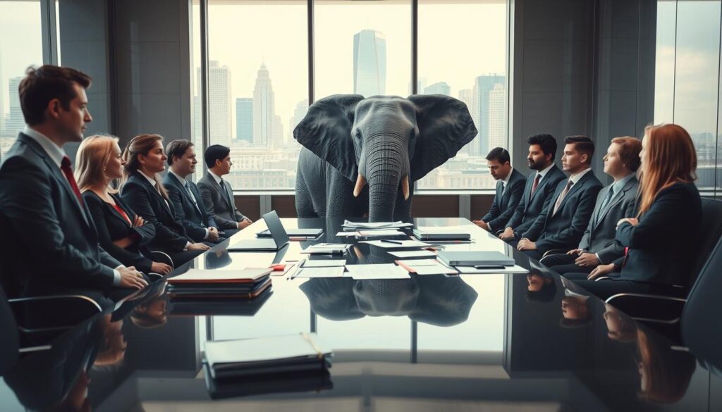 Anwendungsbeispiele Elefant im Raum in geschäftlicher und sozialer Kommunikation