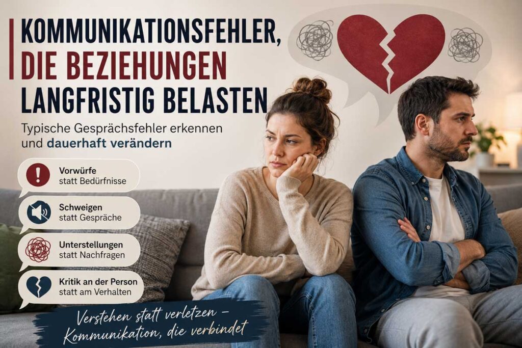 Kommunikationsfehler Beziehung, Beziehungskommunikation, Streit in der Partnerschaft, Kommunikationsprobleme, Paartherapie, Vorwürfe in Beziehungen, Schweigen nach Streit, besser zuhören, aktive Kommunikation, Missverständnisse Beziehung, emotionale Distanz, Nähe in Beziehungen, Vertrauen stärken, Konflikte lösen, Partnerschaft verbessern, toxische Gesprächsmuster, Beziehung retten, Kommunikation lernen, Streitkultur Beziehung, Ratgeber Beziehung